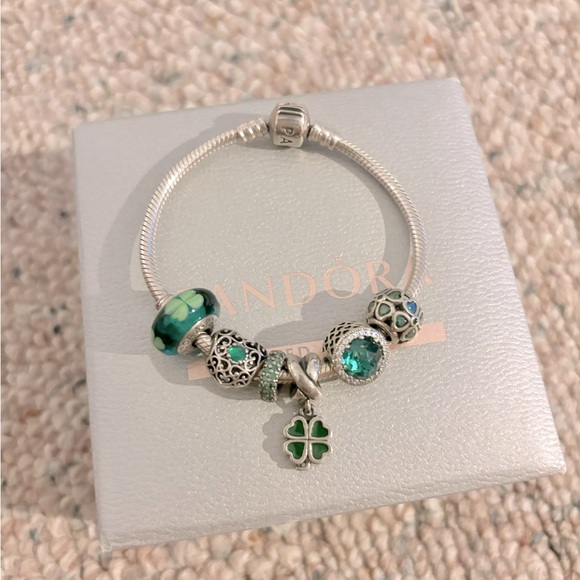 [Authentic] Pandora Clover Charm Bracelet Silver - Picture 1 of 2